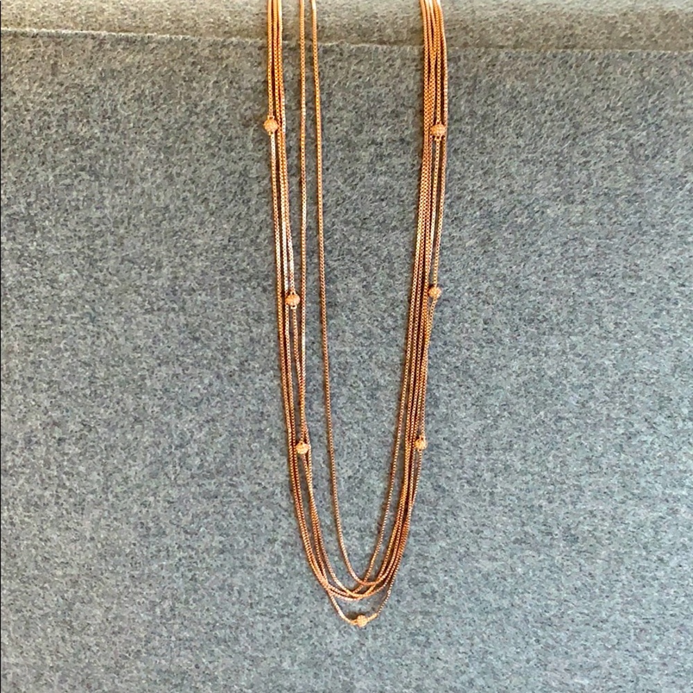 Michael Kors Rose Gold long necklace pave gems